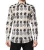 Dolce & Gabbana White Pineapple Print Long Sleeve GOLD Shirt