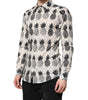 Dolce & Gabbana White Pineapple Print Long Sleeve GOLD Shirt