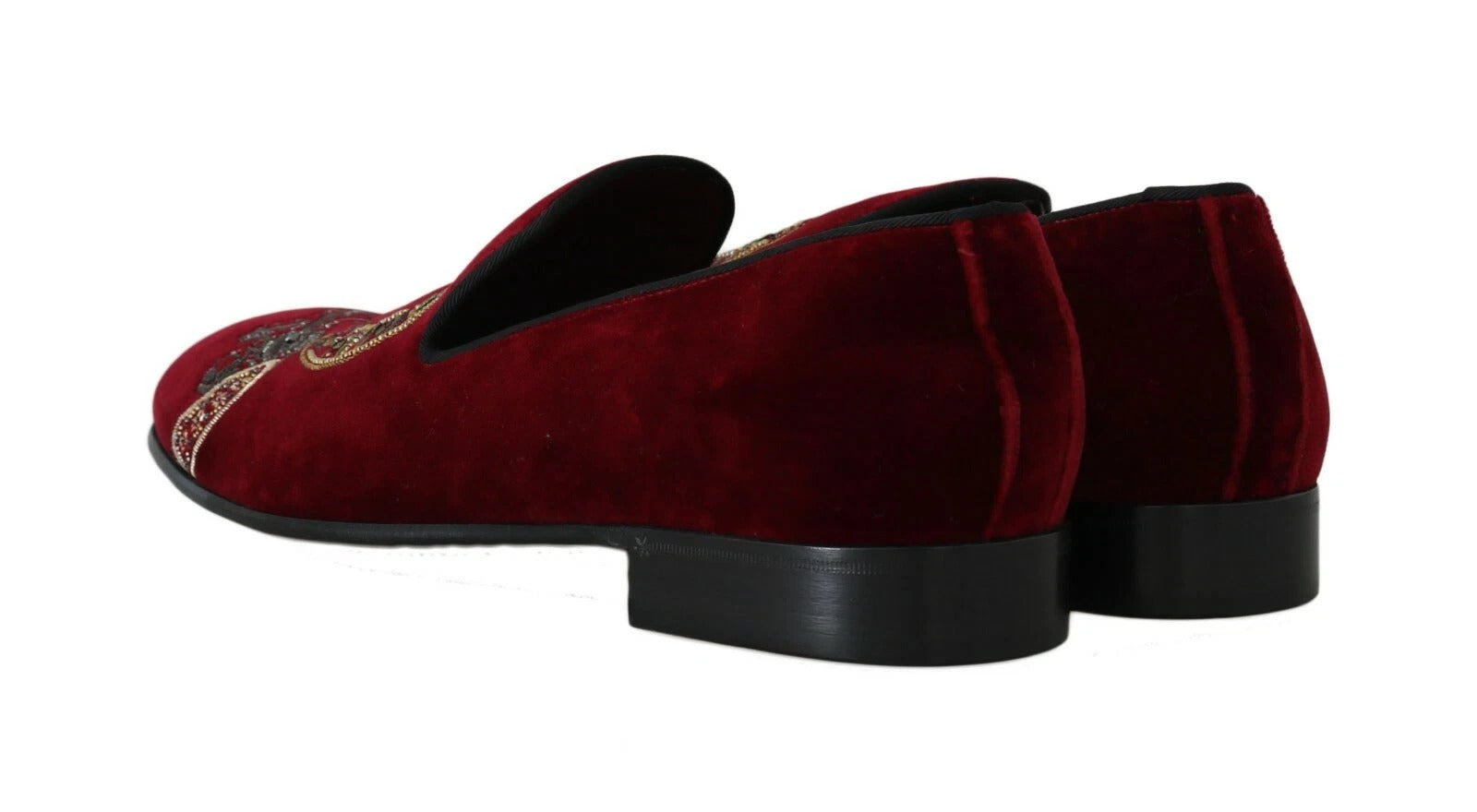 Mocassins homme Dolce &amp; Gabbana en velours bordeaux à paillettes