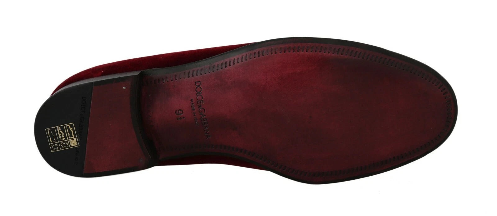 Mocassins homme Dolce &amp; Gabbana en velours bordeaux à paillettes
