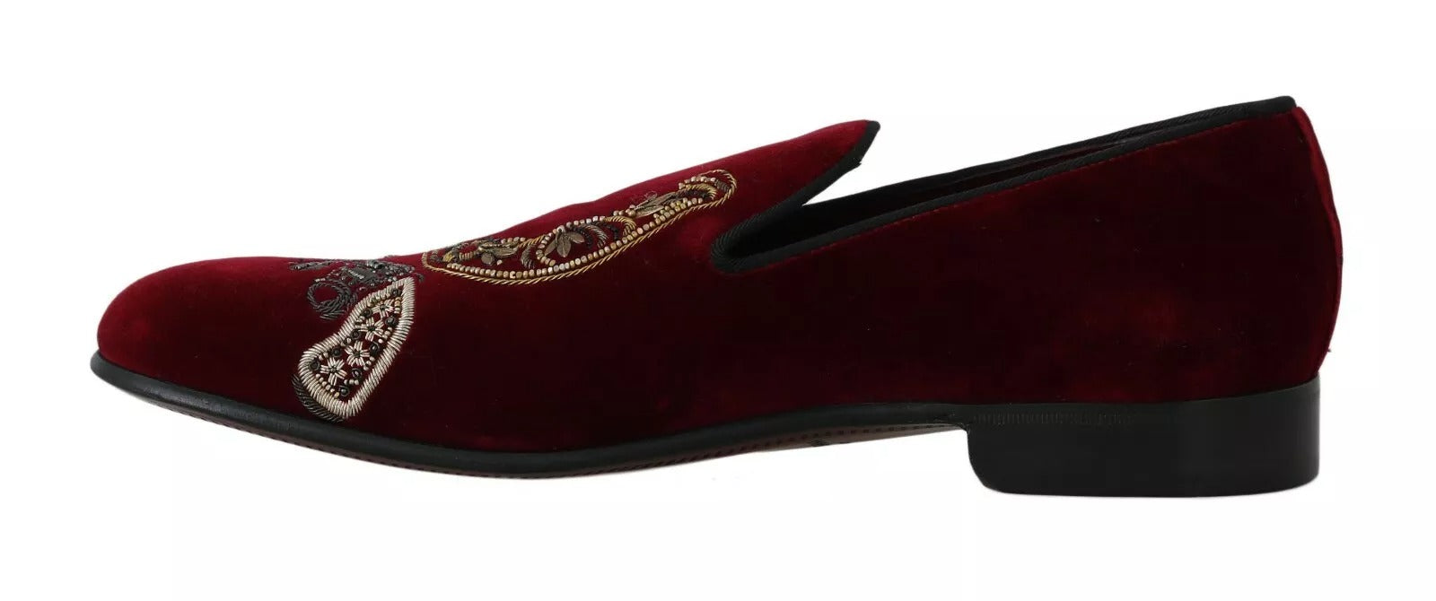 Mocassins homme Dolce &amp; Gabbana en velours bordeaux à paillettes
