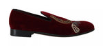 Mocassins homme Dolce &amp; Gabbana en velours bordeaux à paillettes