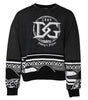 Dolce & Gabbana Black Cotton Logo Printed Pullover Sweater