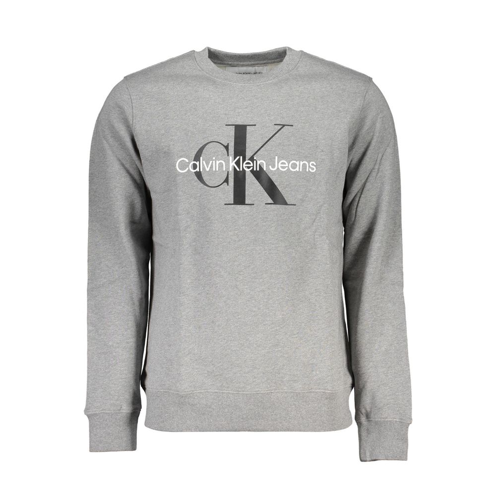 Sweat-shirt ras du cou gris classique Calvin Klein avec logo