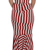Dolce & Gabbana Red White Silk Stretch Dress