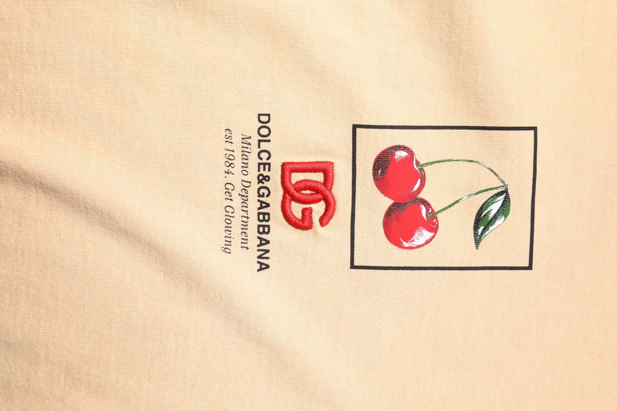Dolce & Gabbana Beige Cotton Logo Print Crew Neck T-shirt