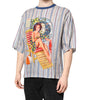 Dolce & Gabbana Multicolor Striped Pin Up Linen Round Neck T-shirt