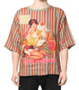 Dolce & Gabbana Multicolor Striped Graphic Linen Round Neck T-shirt