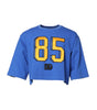Dolce & Gabbana Blue Printed Cotton Cropped Crew Neck T-shirt