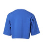 Dolce & Gabbana Blue Printed Cotton Cropped Crew Neck T-shirt