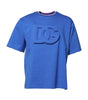Dolce & Gabbana Blue Cotton DG Embossed Crew Neck T-shirt