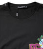 Dolce & Gabbana Black Cotton DG Floral Print Crewneck T-shirt