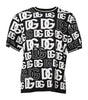 Dolce & Gabbana Black White Silk Knit DG Print T-shirt