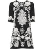 Mini-robe à manches courtes en dentelle florale noire Dolce & Gabbana