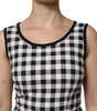 Robe fourreau sans manches à carreaux blancs et noirs Dolce & Gabbana