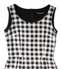Robe fourreau sans manches à carreaux blancs et noirs Dolce & Gabbana