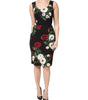 Dolce & Gabbana Black Floral Print Sleeveless Sheath Dress