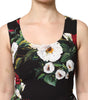 Dolce & Gabbana Black Floral Print Sleeveless Sheath Dress