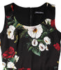 Dolce & Gabbana Black Floral Print Sleeveless Sheath Dress