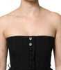 Dolce & Gabbana Black Wool Strapless Romper Jumpsuit Dress
