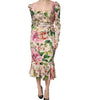Dolce & Gabbana Pink Floral Silk Fit And Flared Midi Dress