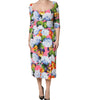 Dolce & Gabbana Multicolor Floral Pleated Sheath Midi  Dress