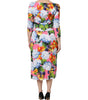 Dolce & Gabbana Multicolor Floral Pleated Sheath Midi  Dress