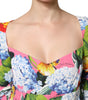 Dolce & Gabbana Multicolor Floral Pleated Sheath Midi  Dress