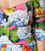 Dolce & Gabbana Multicolor Floral Pleated Sheath Midi  Dress