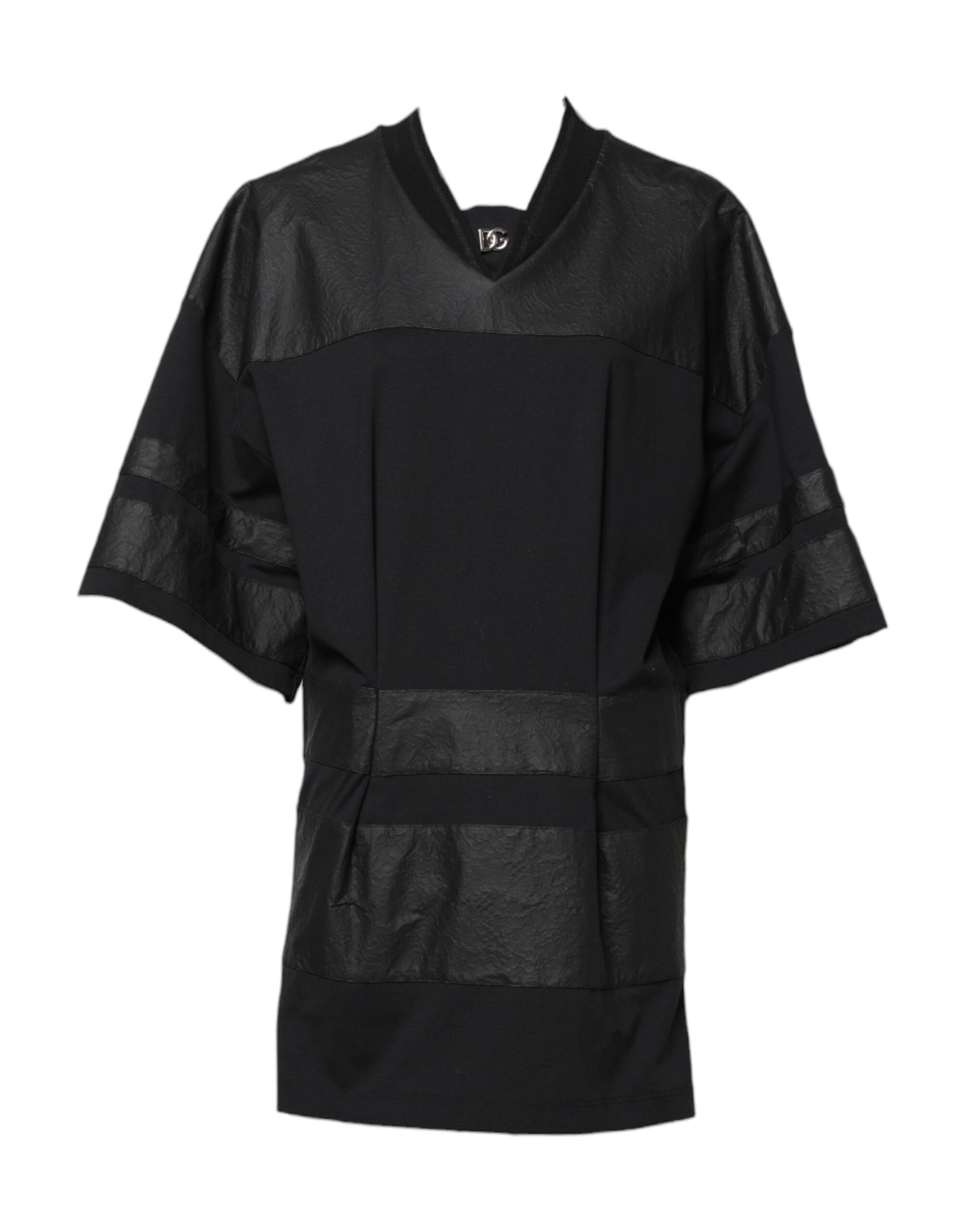 T-shirt col V à manches courtes en coton noir Dolce &amp; Gabbana