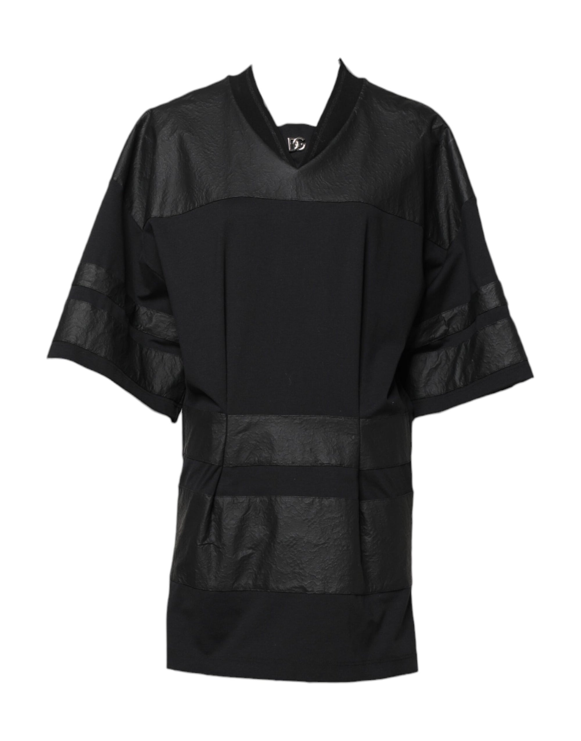 T-shirt col V à manches courtes en coton noir Dolce &amp; Gabbana