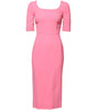 Dolce & Gabbana Pink Viscose Short Sleeve Sheath Midi Dress