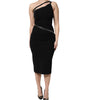 Dolce & Gabbana Black Viscose One Shoulder Zipper Sheath Dress