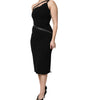 Dolce & Gabbana Black Viscose One Shoulder Zipper Sheath Dress