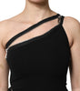 Dolce & Gabbana Black Viscose One Shoulder Zipper Sheath Dress