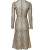 Robe ajustée et évasée à manches longues en dentelle florale dorée Dolce & Gabbana