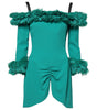 Dolce & Gabbana Green Lace Off Shoulder Sheath Mini Dress