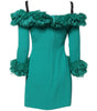 Dolce & Gabbana Green Lace Off Shoulder Sheath Mini Dress