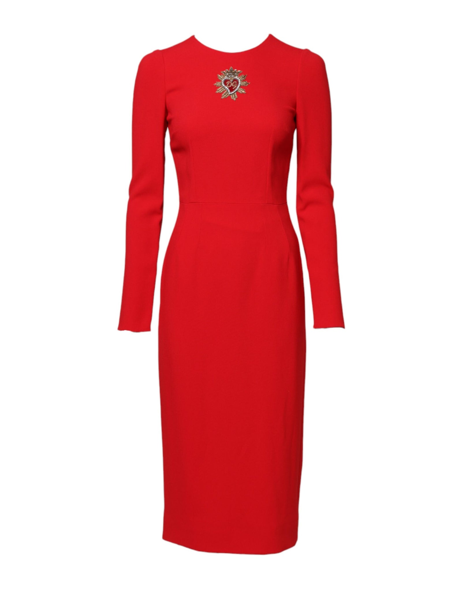 Robe fourreau à manches longues rouge Sacré-Cœur Dolce & Gabbana