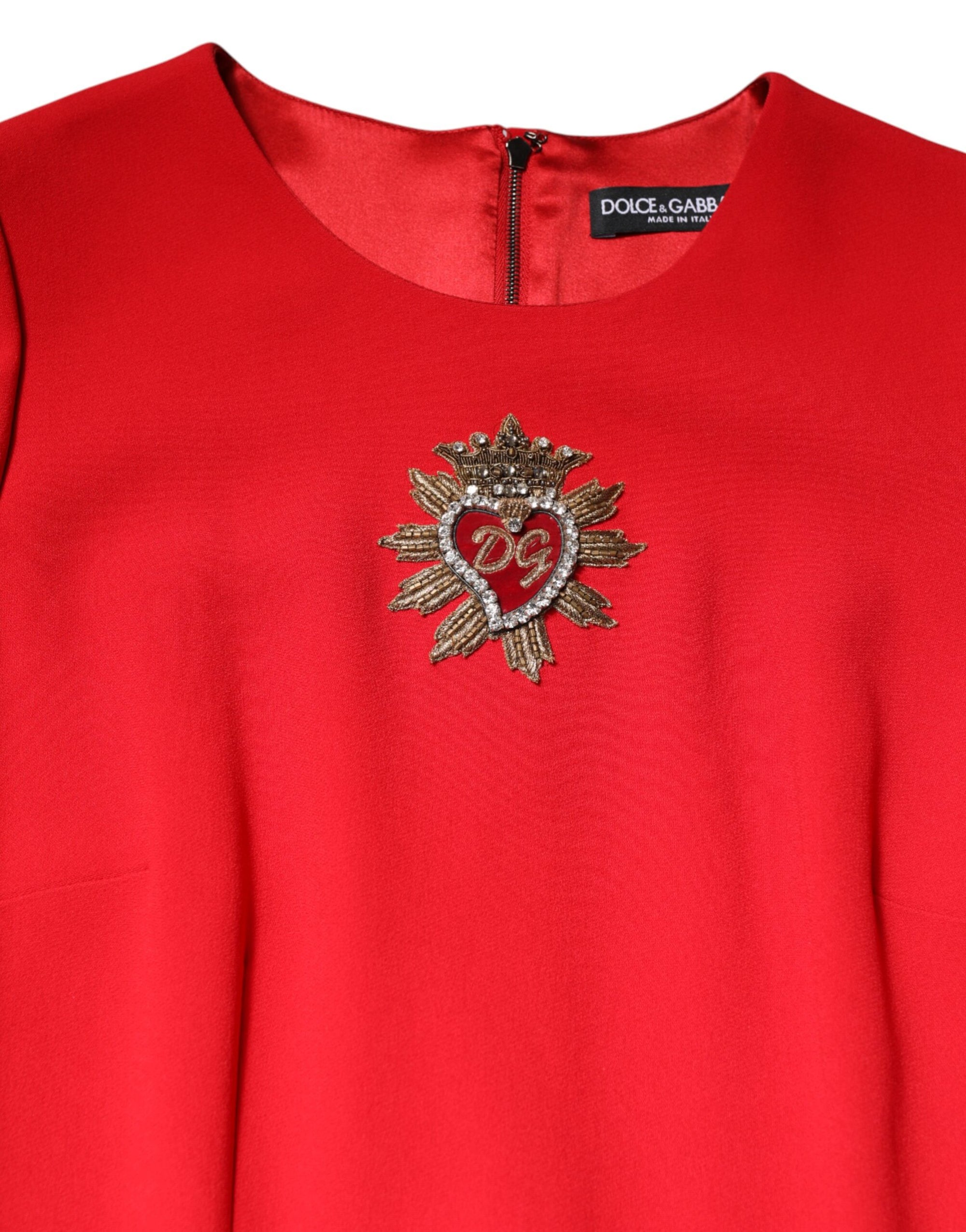 Robe fourreau à manches longues rouge Sacré-Cœur Dolce & Gabbana