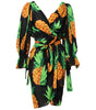 Mini-robe portefeuille en soie noire à imprimé ananas Dolce & Gabbana