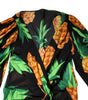 Mini-robe portefeuille en soie noire à imprimé ananas Dolce & Gabbana
