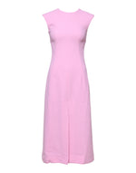Dolce & Gabbana Pink Wool Sleeveless Sheath Midi Dress