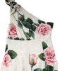 Dolce & Gabbana White Floral One Shoulder Sheath Midi Dress
