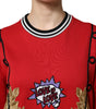 Pull à paillettes Dolce & Gabbana en coton rouge Queen