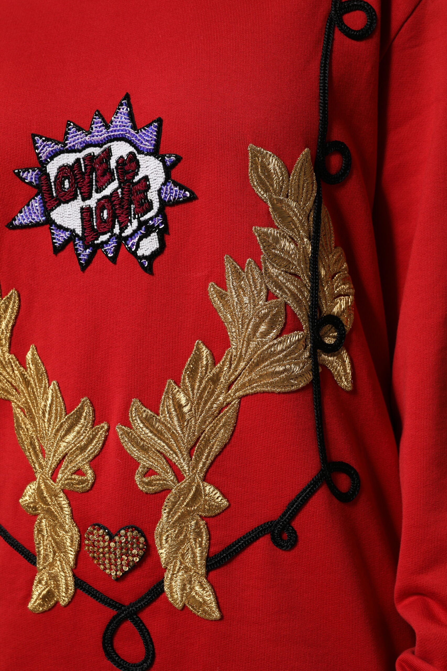 Pull à paillettes Dolce & Gabbana en coton rouge Queen