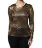 Dolce & Gabbana Gold Round Neck Long Sleeve Pullover Top