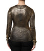 Dolce & Gabbana Gold Round Neck Long Sleeve Pullover Top