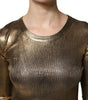 Dolce & Gabbana Gold Round Neck Long Sleeve Pullover Top