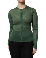 Pull cardigan à manches longues en polyester vert Dolce & Gabbana